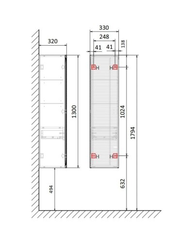 Пенал подвесной бук светлый Jorno Karat Kar.04.123/P/BuL