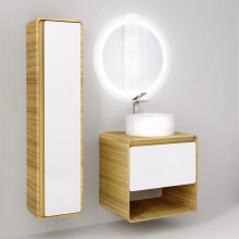 Пенал подвесной белый/дуб Jorno Ronda Ron.04.150/P/D-W