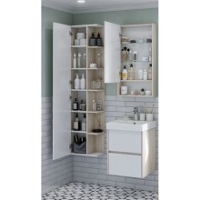 Пенал подвесной белый глянец/дуб верона Акватон Сканди 1A253403SDB20