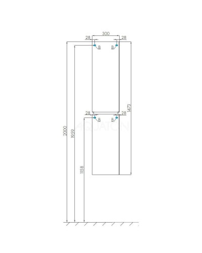 Пенал подвесной белый глянец/серый кашемир L Акватон Скай 1A238603SY01L