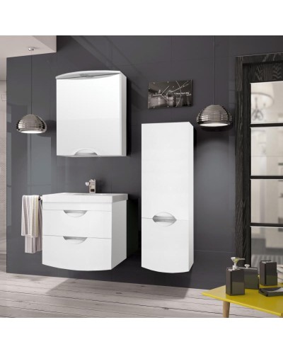 Шкаф пенал Style Line Жасмин 2 36 Люкс подвесной Белый глянец