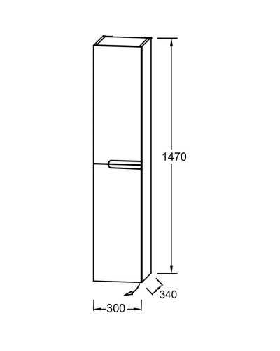 Пенал подвесной телесный глянец L Jacob Delafon Nona EB1892LRU-G1A
