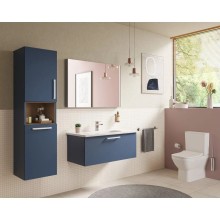 Пенал подвесной темно-синий матовый с бельевой корзиной L VitrA Root 68008