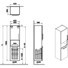 Пенал подвесной кордоба с бельевой корзиной L VitrA Root 68009