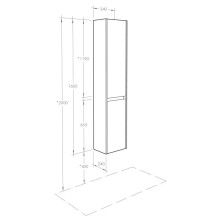 Пенал подвесной белый глянец/дуб эндгрейн R Акватон Нортон 1A249403NT01R