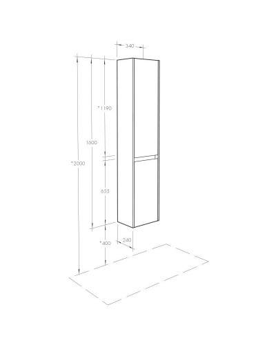 Пенал подвесной белый глянец/дуб эндгрейн R Акватон Нортон 1A249403NT01R
