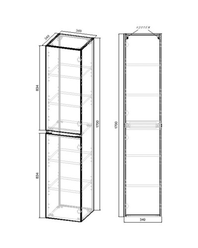 Пенал подвесной темный дуб L/R Vincea Fine VSC-2NF170RW