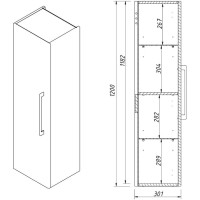 Пенал подвесной графит матовый L Caprigo Accord 2253L-TP810