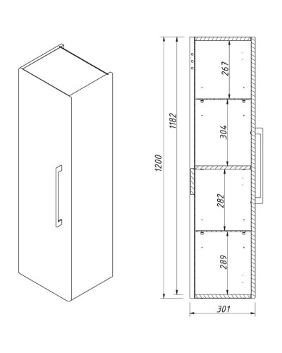 Пенал подвесной графит матовый L Caprigo Accord 2253L-TP810