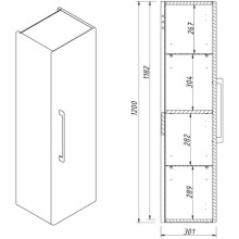 Пенал подвесной графит матовый R Caprigo Accord 2253R-TP810