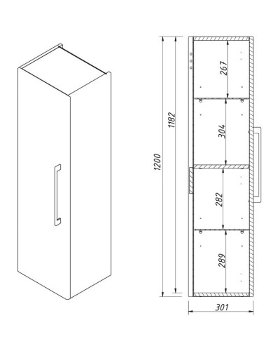 Пенал подвесной белый матовый L Caprigo Accord 2253L-TP811