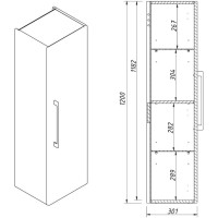 Пенал подвесной белый матовый R Caprigo Accord 2253R-TP811