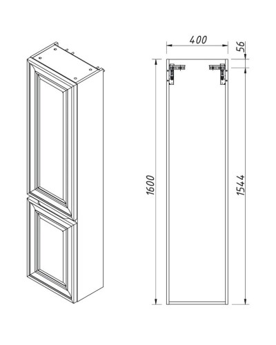 Пенал подвесной белый матовый L Caprigo Ponza-A 13550L-B231