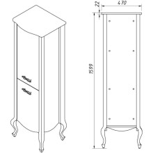Пенал напольный бордо матовый L Caprigo Bourget 37250L-B013