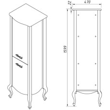 Пенал напольный бордо матовый L Caprigo Bourget 37250L-B013