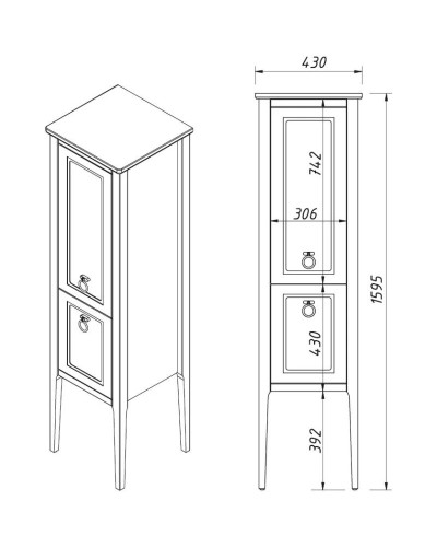 Пенал напольный пикрит L Caprigo Jersey 34350L-TP814