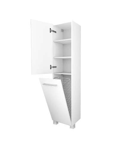 Шкаф пенал 1MarKa Соната 35 L У78469 с бельевой корзиной Белый глянцевый