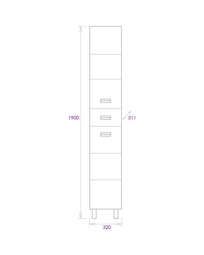 Пенал напольный белый глянец L/R Onika Балтика 403220