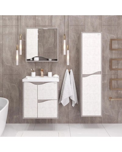 Пенал подвесной светлый камень/бетон крем L/R Onika Брендон 403565