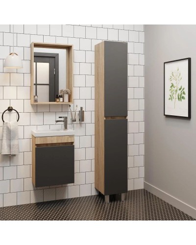 Пенал напольный дуб сонома/серый матовый L/R Onika Милтон 403078