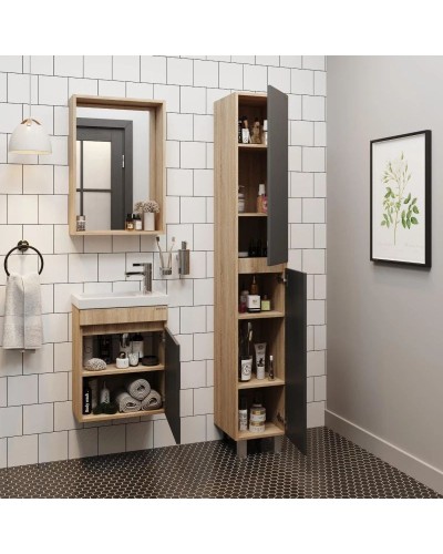 Пенал напольный дуб сонома/серый матовый L/R Onika Милтон 403078