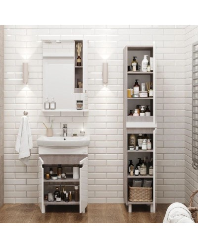 Пенал напольный белый глянец/кастелло L/R Onika Харпер 403567