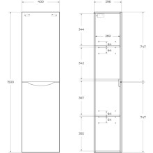 Пенал подвесной Rovere Nature BelBagno Marino FLY-MARINO-1500-2A-SC-RN-P-L