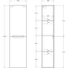 Пенал подвесной Rovere Bianco BelBagno Etna ETNA-1500-2A-SC-WO-P-R