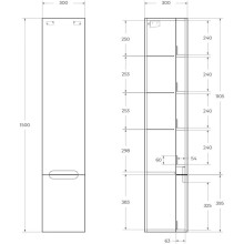Пенал подвесной Bianco Lucido BelBagno Etna ETNA-M-1500-2A-SO-BL-R