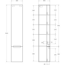 Пенал подвесной Bianco Lucido BelBagno Etna ETNA-M-1500-2A-SO-BL-L