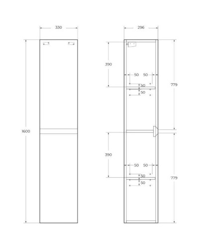 Пенал подвесной Rovere Galifax Bianco BelBagno Kraft KRAFT-1600-2A-SC-RGB-L