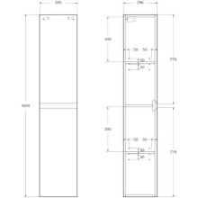 Пенал подвесной Rovere Galifax Bianco BelBagno Kraft KRAFT-1600-2A-SC-RGB-R