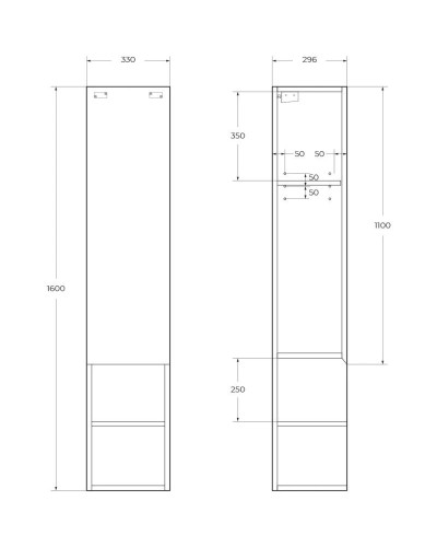Пенал подвесной Rovere Tabacco BelBagno Kraft KRAFT-1600-1A-SC-RT-L