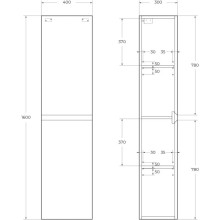 Пенал подвесной Legno Bianco Cezares Molveno MOLVENO-1600-2A-SC-LB
