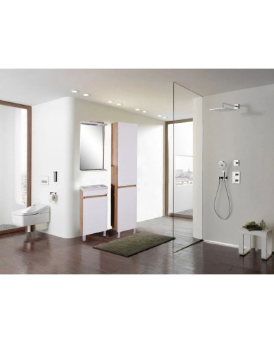 Пенал напольный белый/дуб золотой R ASB-Mebel Марко