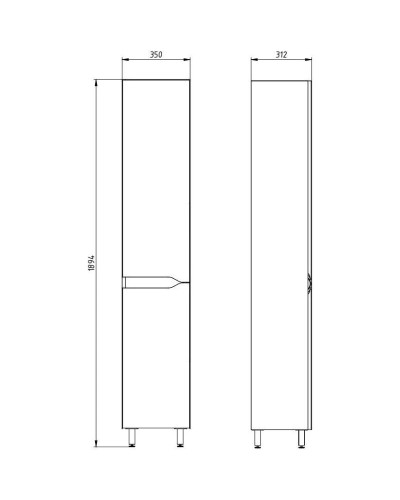 Пенал напольный белый R ASB-Mebel Бари