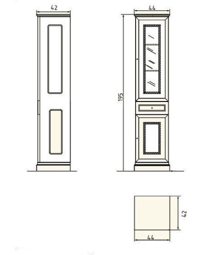Шкаф пенал Migliore Ravenna 44 R 27075 Оливковый Золото