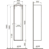 Шкаф пенал Vitra Metropole 40 L 58204 подвесной Сливовое дерево Черный