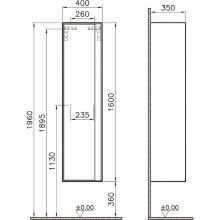 Шкаф пенал Vitra Metropole 40 L 58204 подвесной Сливовое дерево Черный