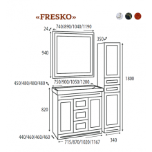 Fresko Пенал -35 лев. с 2ящ. Краколет белый патина