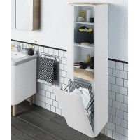 Шкаф пенал Vitra Sento 40 L 60854 подвесной с бельевой корзиной Белый матовый