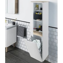 Шкаф пенал Vitra Sento 40 L 60854 подвесной с бельевой корзиной Белый матовый