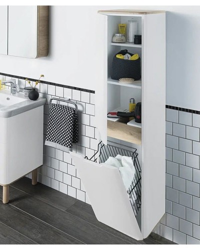 Шкаф пенал Vitra Sento 40 L 60854 подвесной с бельевой корзиной Белый матовый