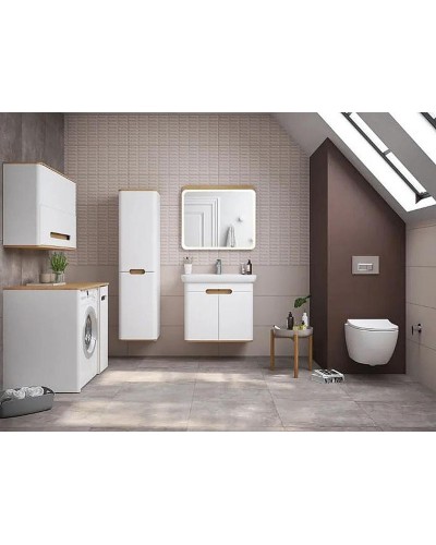 Шкаф пенал Vitra Sento 40 L 60854 подвесной с бельевой корзиной Белый матовый