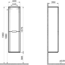 Шкаф пенал Vitra Sento 40 L 60854 подвесной с бельевой корзиной Белый матовый