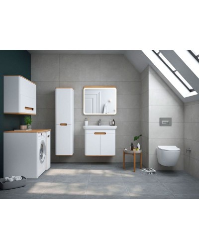 Шкаф пенал Vitra Sento 40 L 60854 подвесной с бельевой корзиной Белый матовый