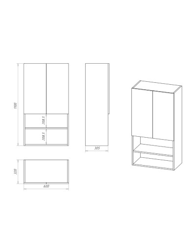 Поло - 60 Шкаф над стиральной машиной с полками