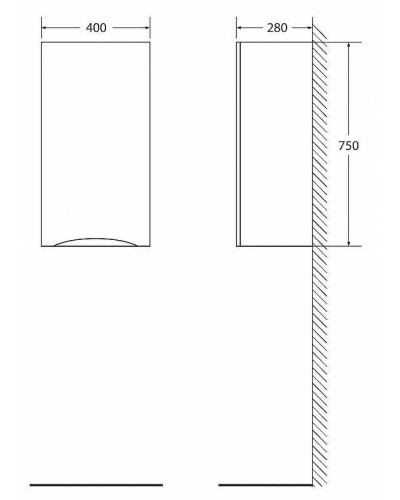 Подвесной шкаф BelBagno Fly-Marino R FLY-MARINO-750-1A-SC-BL-P-R Bianco Lucido