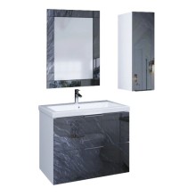 Шкаф черный дикий камень/белый глянец L Marka One Liriya У73190