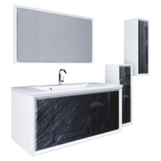 Шкаф черный дикий камень/белый глянец R Marka One Seattle У73160